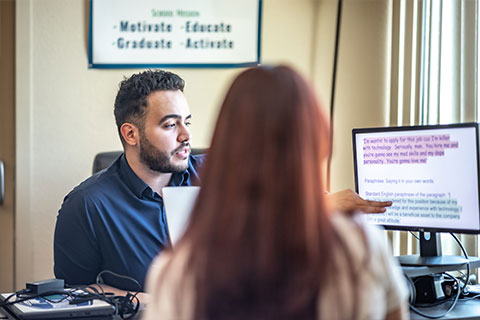 Staff members having a meeting