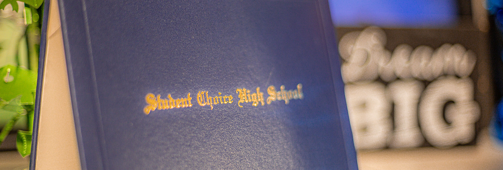 Diploma displayed on a table