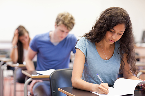 High school students working on an assignment in a classroom
